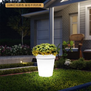 LED extérieure en plastique de petites lumières de pot à fleurs (16 modes, dimmable, IP68 étanche) télécommande de télécommande de lampe décorative extérieure pour le patio décorations de jardin