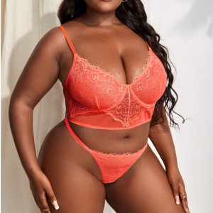 Contrat sexy en dentelle florale 2pcs lingerie set sexynightwear