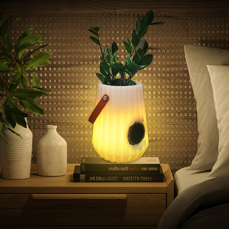 LED Flower Flower Pot Indoor/outdoor Creative Smart Table Lampe pour le salon, chambre, décoration de jardin, feux LED de godet à glace dimmables avec haut-parleur Bluetooth