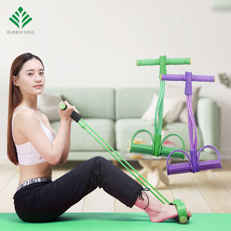 Exerciseur abdominal de corde à traction élastique, Corde de traction élastique à 4 tubes avec étendue de yoga élastique élastique Assey