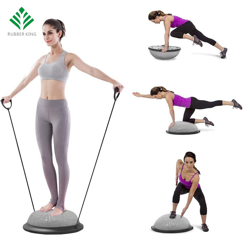 Traineur de l'équilibre de demi-balle avec sangles Yoga Balance Ball Anti Slip pour entraînement de base Home Fitness Force Exercice Entraînement Gym