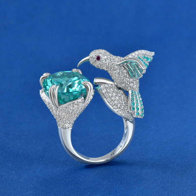 Nouveau design en argent sterling 925 avec un anneau d'oiseau en pierre de zircon aaaaa prêt à expédier