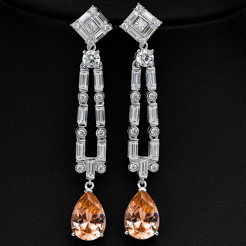 Salomon Powder 5 Carat High Carbon Diamond Water Drop 10 * 14 boucles d'oreilles à glands longs