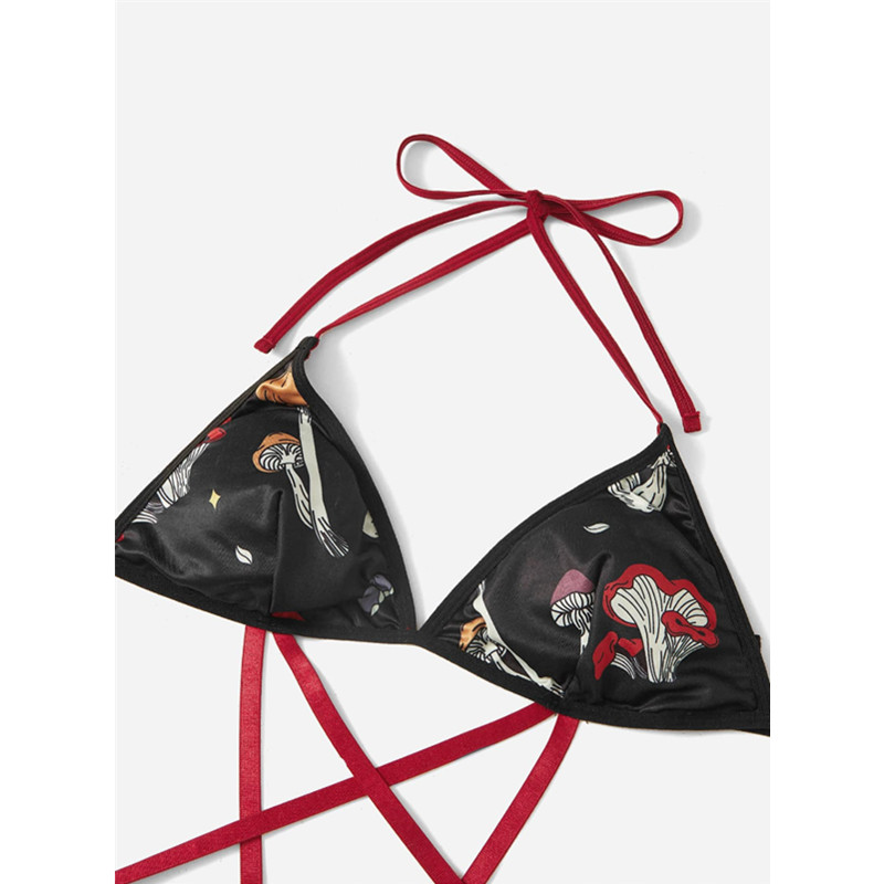 Imprimer le string licou de design BodySuit sexy croisé en peluche et bustier