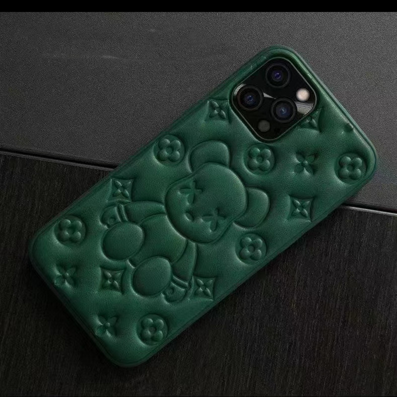 Nouveau étui de téléphone mobile, Apple iPhone13pro Leather Bear 3D Backossing Process Mobile Phone Protection Le cuir Case