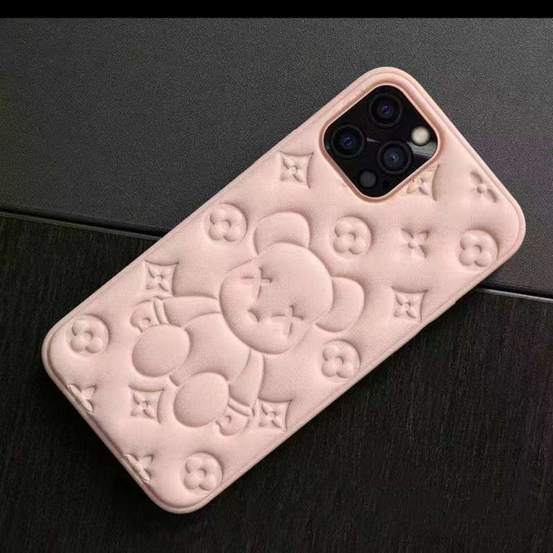 Nouveau étui de téléphone mobile, Apple iPhone13pro Leather Bear 3D Backossing Process Mobile Phone Protection Le cuir Case