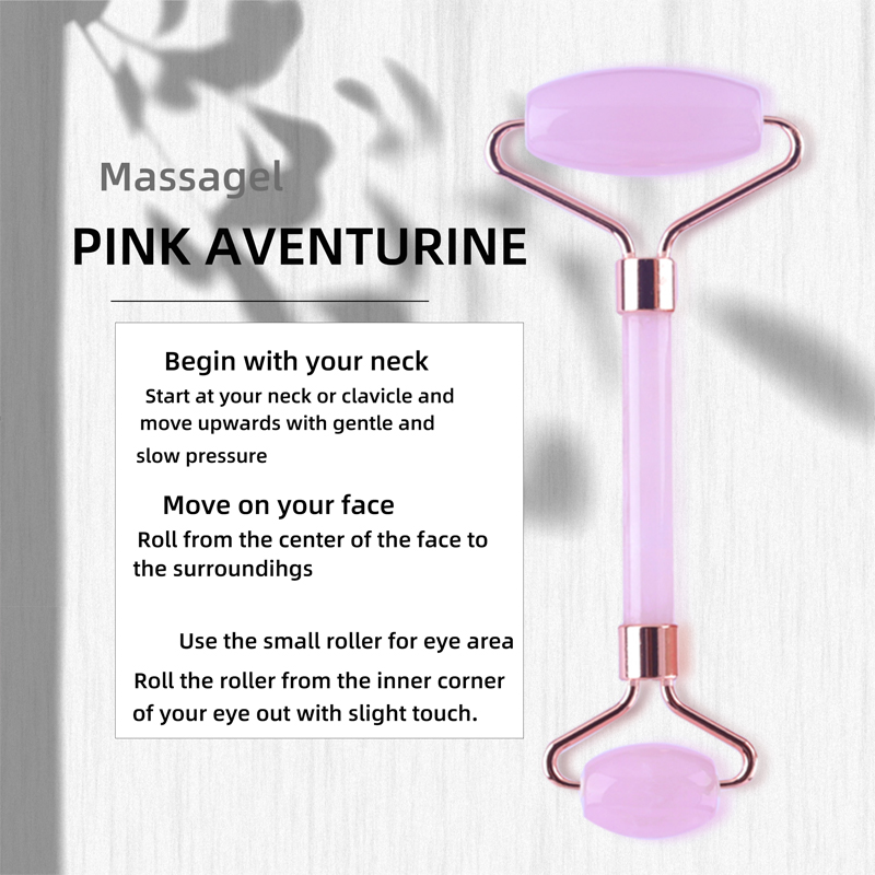 personnalisable facialnaturel rose rose vert foncé double cristal glace gua sha masseur de kit à rouleaux de jade anti-âge avec boîte