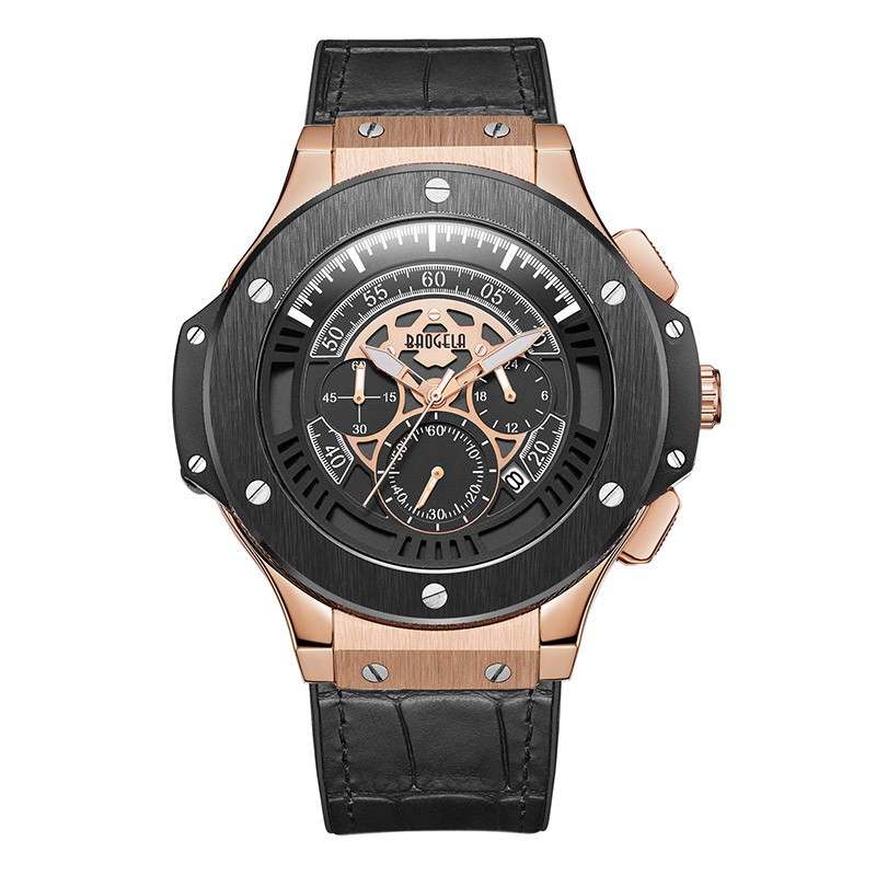 Baogela Homme Montres Homme Horloge de Luxe Marque Quartz Sport Montre Rose Chronographe Mode Montre-Bracelet pour Homme1910