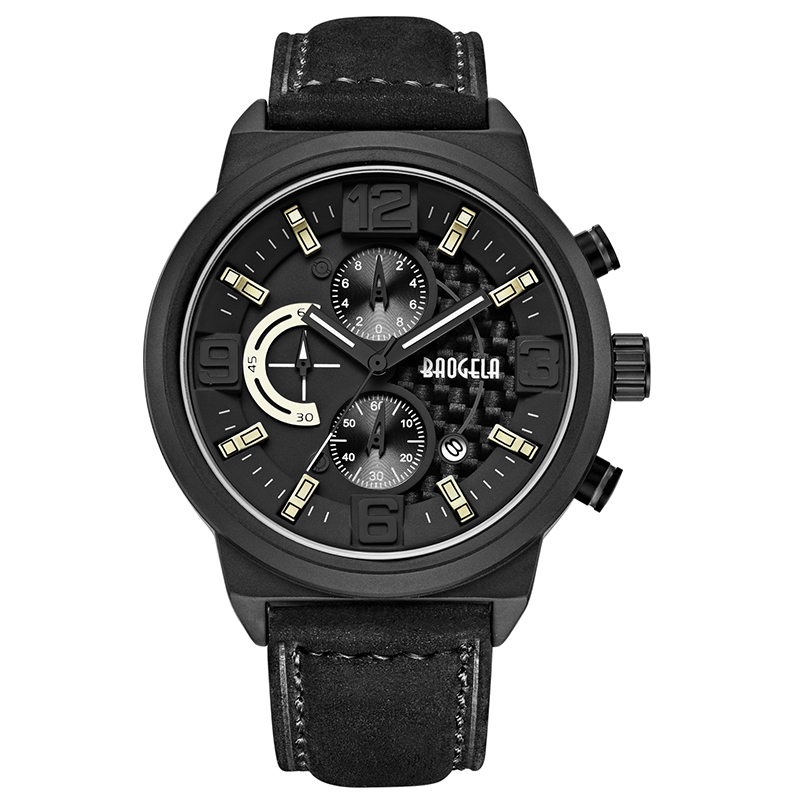 Baogela Men's Black Sports Quartz Watch Leisure Fashion Analog Timing Watch Display's Watch 1709 Black Blue