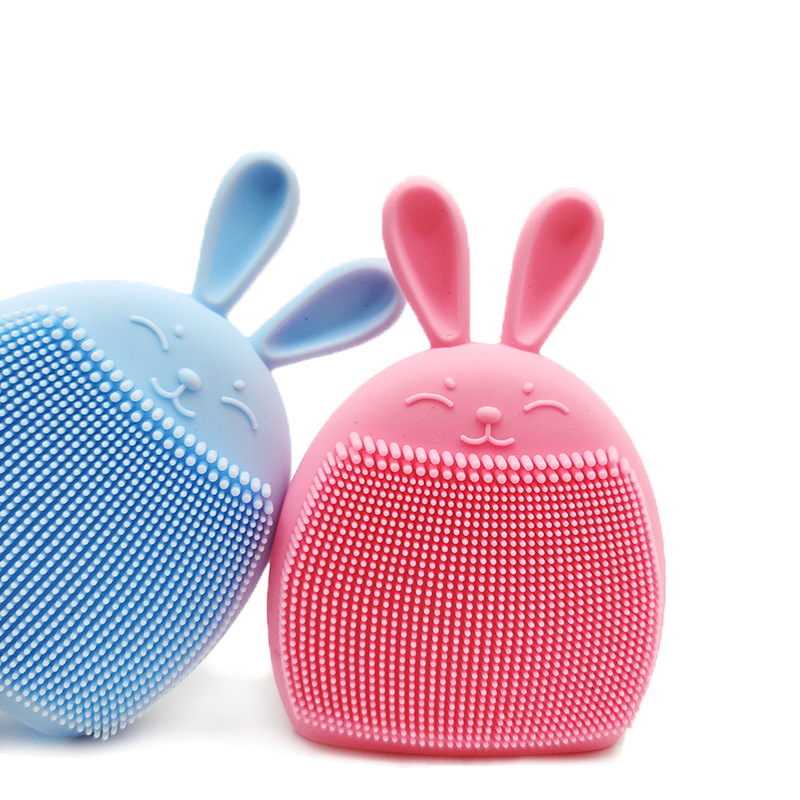 Élimination de la tête double face, brosse denettoyage de lavage en silicone pour visage de lapin