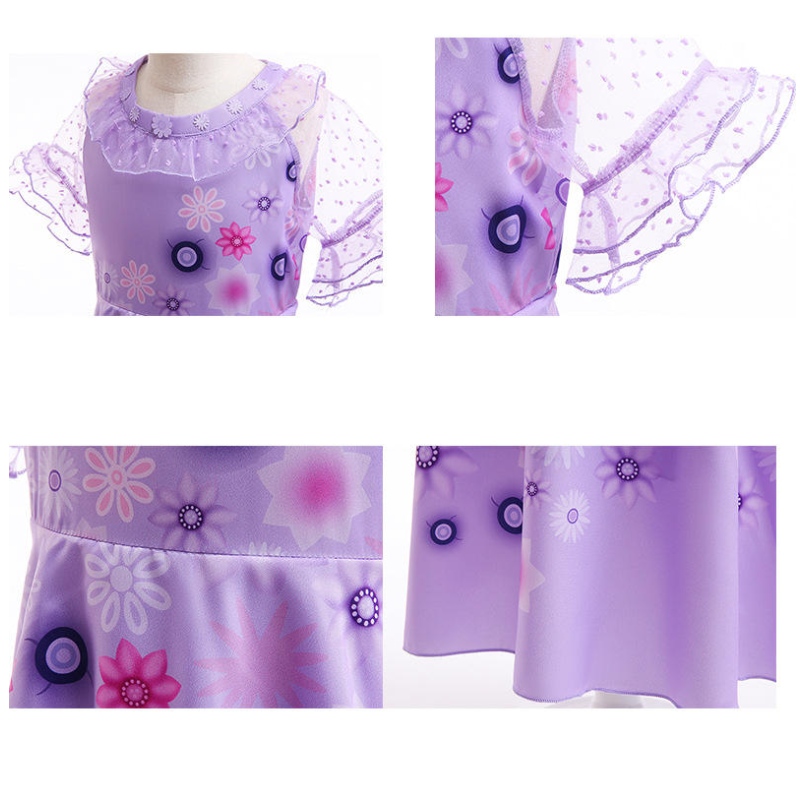 Carnaval Encanto Isabella télévision Cosplay Girls Girls Short Sleeve Flower Ruffles Princess Party Vêtements Robe Costumes