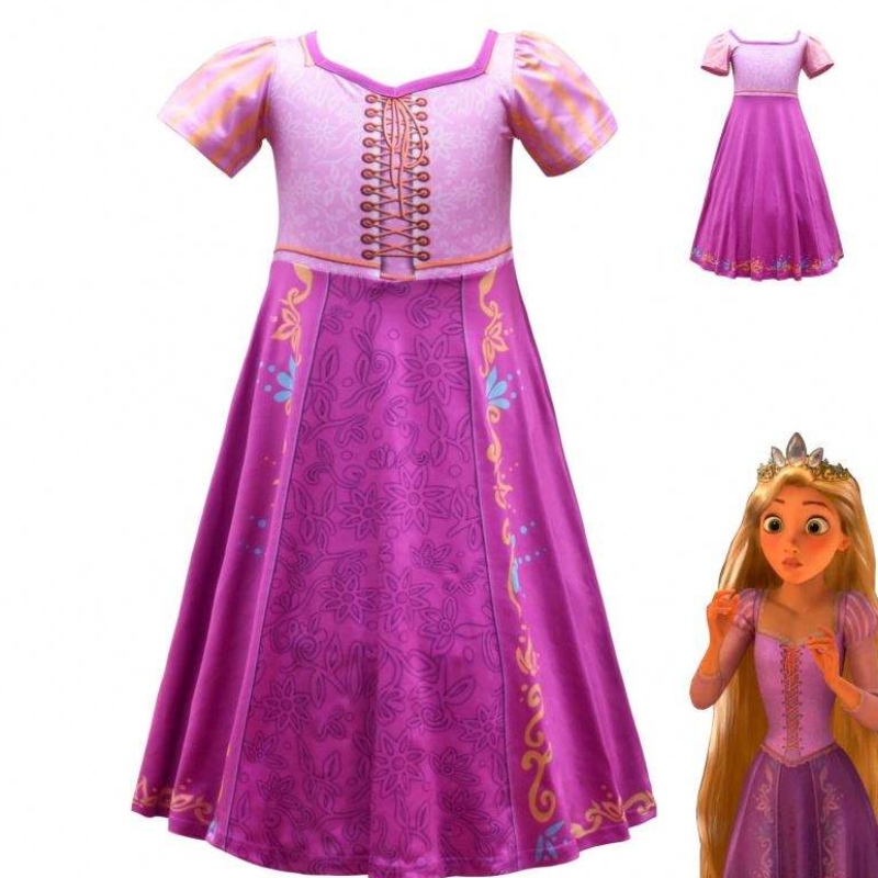 Nouveau style Rapunzel Girls Long Robe Cosplay Costume Ice Princess Cartoon Jirt For Party 3753