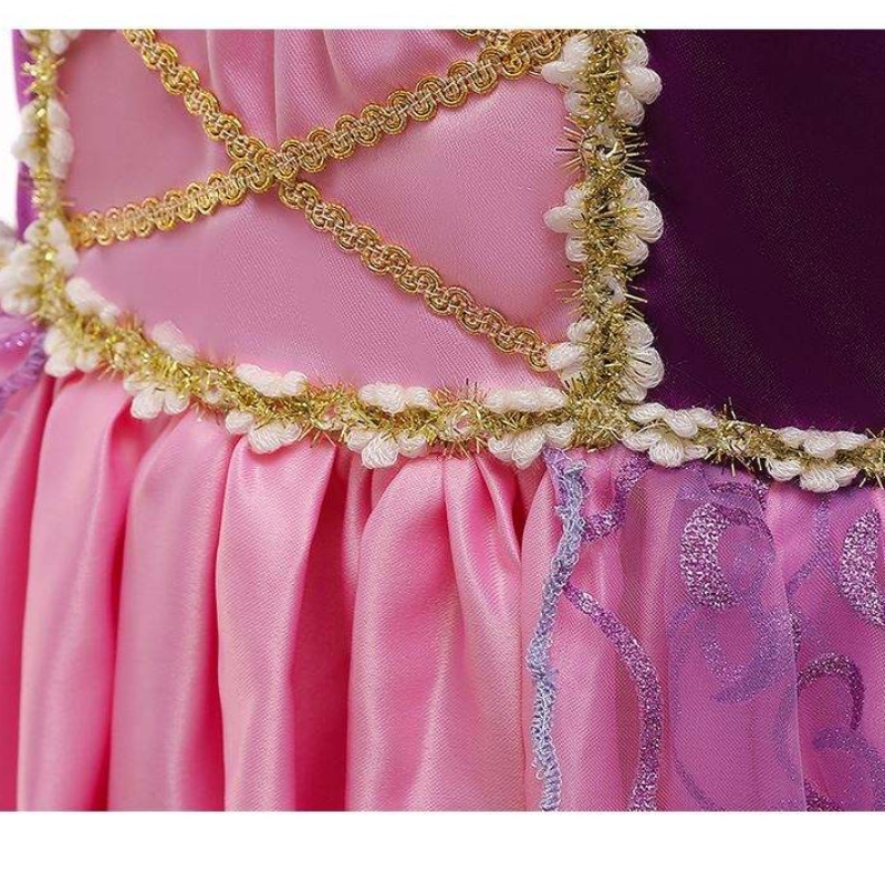 Girls Girls Princesse Rapunzel Habillage Enfants Enfants Costume Halloween Robe de fête d'anniversaire D0694