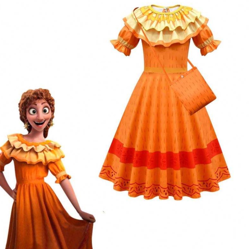 Baige Girls Encanto Robes Cosplay Mirabel Costumes Fancy Kids Vêtements Princesse Enfants Birthday Carnival Party Encanto Robe