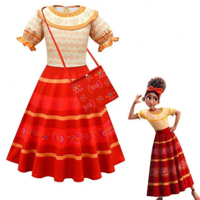 Baige Girls Encanto Robes Cosplay Mirabel Costumes Fancy Kids Vêtements Princesse Enfants Birthday Carnival Party Encanto Robe