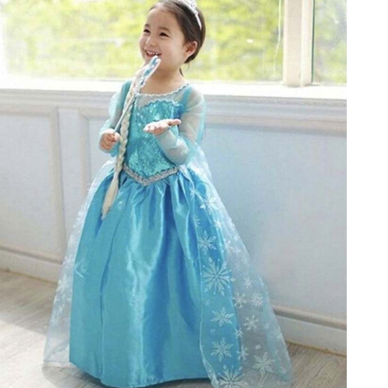 Fête d'anniversaire de Noël des enfants Princesse Cosplay Elsa 2 Girls Dress DGHC-002