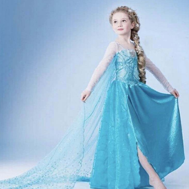 Fête d'anniversaire de Noël des enfants Princesse Cosplay Elsa 2 Girls Dress DGHC-002
