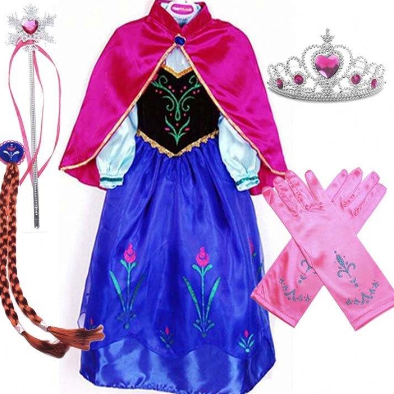 2022 Article le mieux vendu Anna Snow Queen Print Birthday Robe Princess Robes Princess Robes Elsa Cosplay HCGD-004