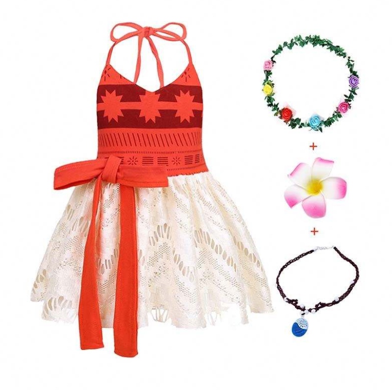 2022 Lovely Baby Girls Princess Adventure Halter Moana Cosplay Dress Up vêtements hcmo-004