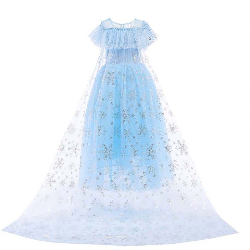 Top Quality Little Girls Halloween Party Blue Elsa Princess Dress HCGD-018