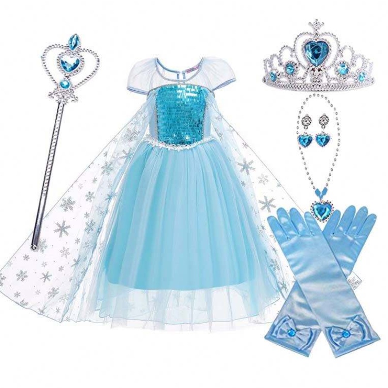 Princess Costumes Birthday Party Dress Up Little Girls Elsa Beadings Princess Dress HCGD-044