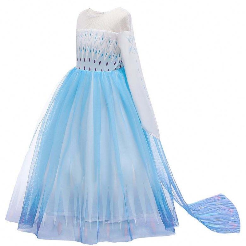 Halloween Carnival Birthday Party Cosplay tenue Ice 2 Hobe Elsa à manches longues pour les filles HCGD-009