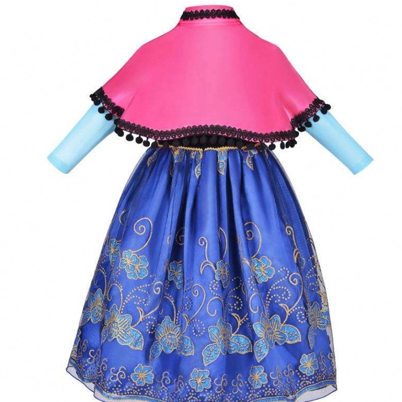 En stock enfant Cosplay Vêtements Fantastique princesse Anna Costume avec accessoires avec Cloak HCGD-014