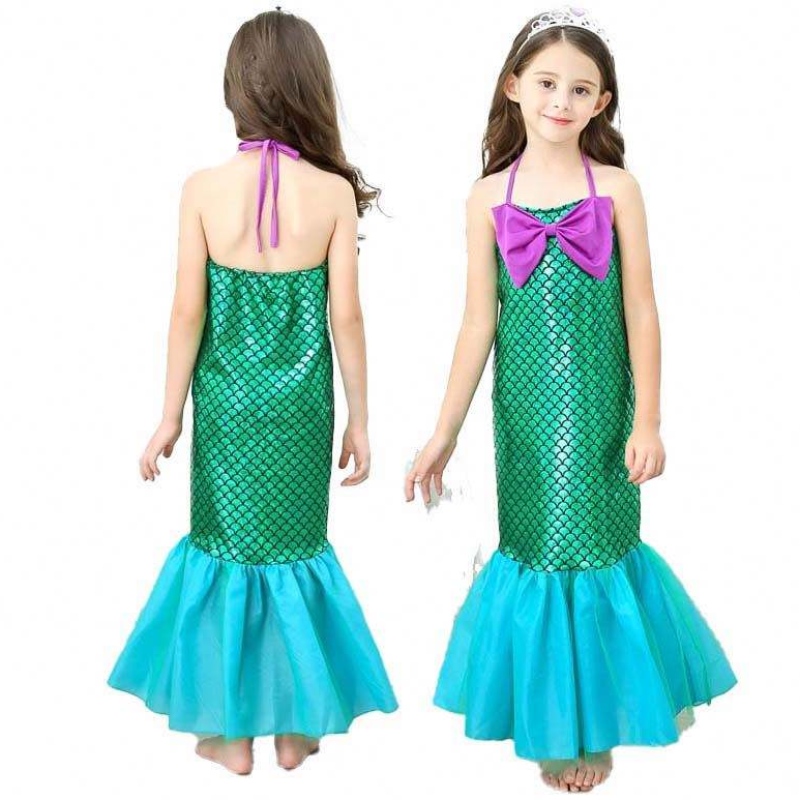 Habiller la fête petite fille sirène princesse sirène costume fille avec gants couronne baguette 3-10 ans DGHC-028