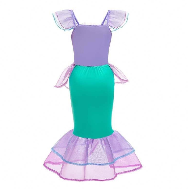 Habiller la fête petite fille sirène princesse sirène costume fille avec gants couronne baguette 3-10 ans DGHC-028