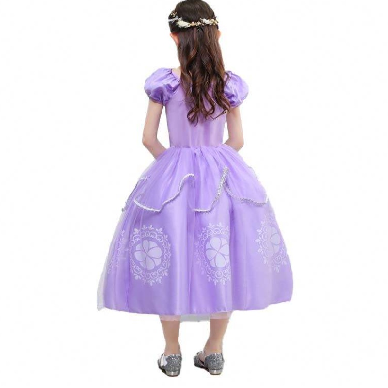 Fantomage Purple Kids Puff Sleeve Princess Sofia Halloween Costume avec accessoires HCRS-005