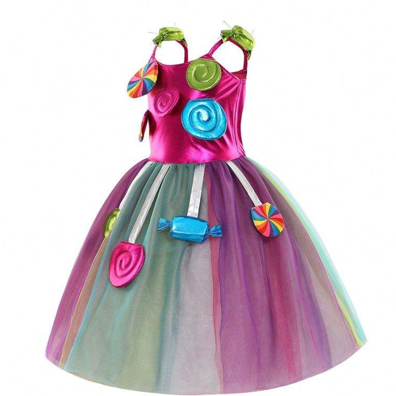 Girls Birthday Pageant Dress Up Rainbow Tulle Robes Costumes Candyland avec bandeau DGHC-081