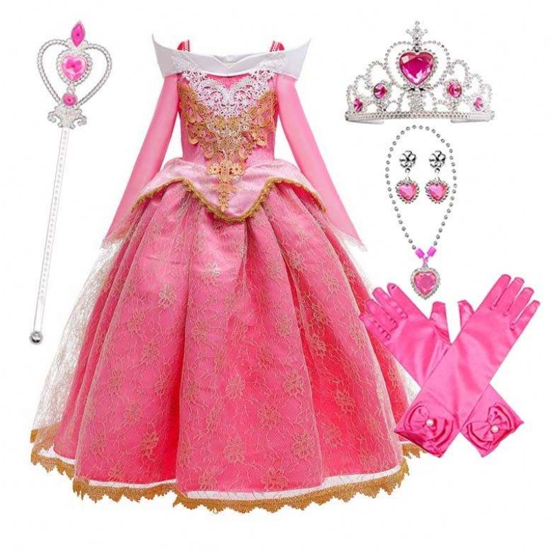 Girl Princess Dress Up Beauty Beauty Rose Princess Costume pour 3-10y HCSP-001
