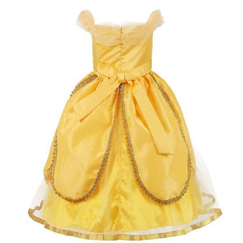 2022 Nouveaux arrivées Little Kid Ball Bow Halloween Party Cosplay Girls Princess Belle Beauty Costume HCBL-004