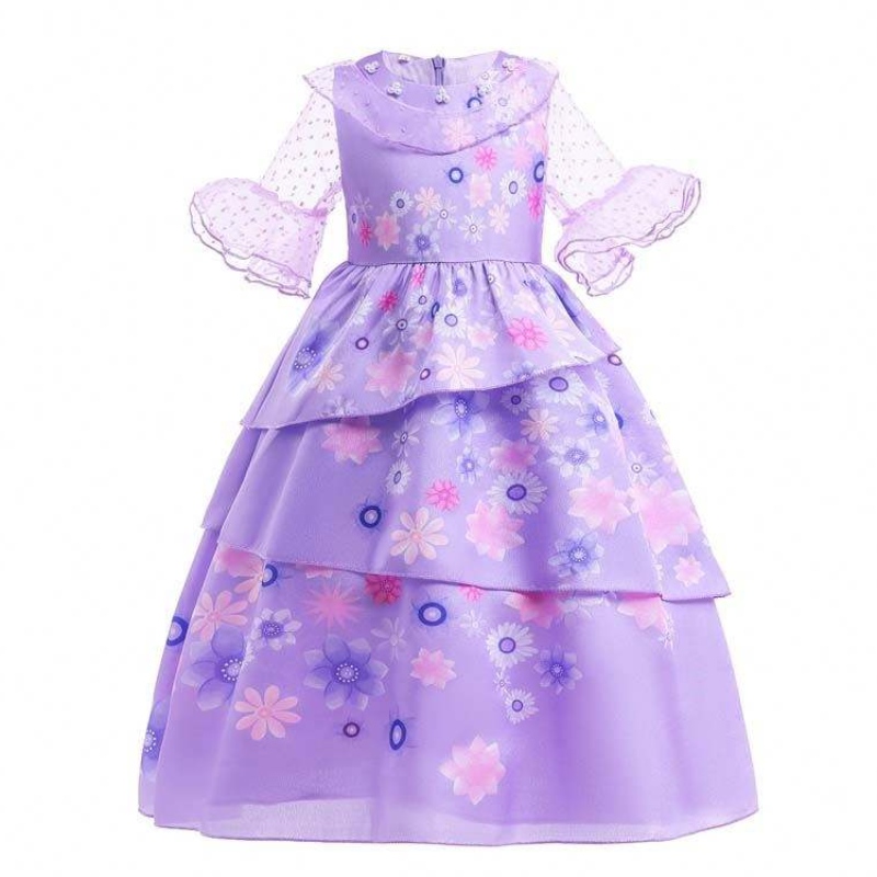 Factory Direct Supply New Carnival Kids Party Cosplay Costume Isabella Purple Encanto Robe For Kids HCIS-001