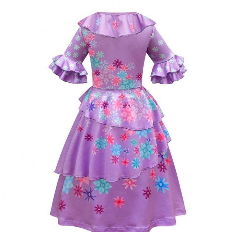Nouveau produit 2022 Kids Girls Mirabel Madrigal Cosplay tenue Dress Up Encanto Isabela Robe avec une perruque de sac HCIS-006