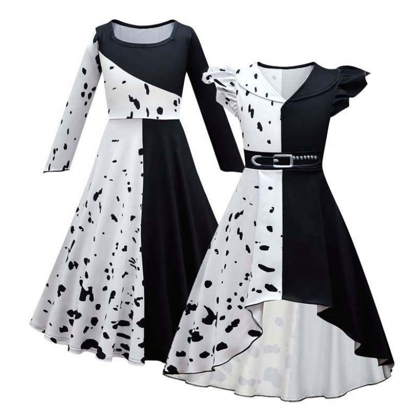 Halloween Cosplay Costume Girls Black White Role Role Costulla Costume Full Set DGHC-141