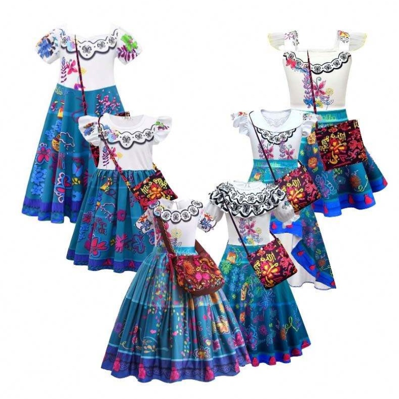 Girls Princess Dress Up Halloween Fancy Party Robes 2-12 ans Encanto Costume Set HCIS-001