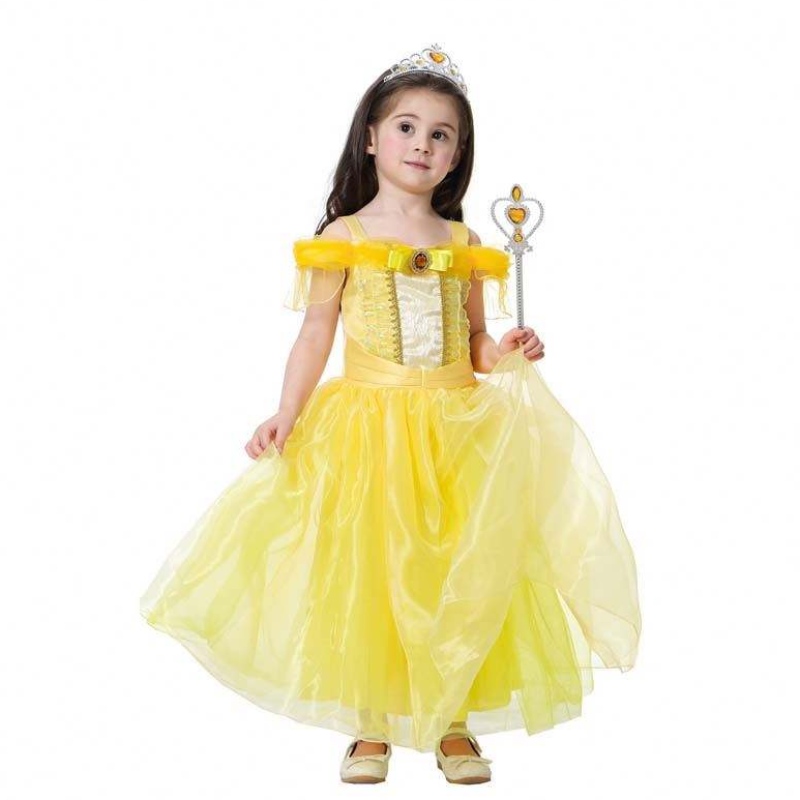 Costume de cosplay de fête d'anniversaire d'Halloween pour enfants princesse Belle Bloom de salle de bal HCBL-006