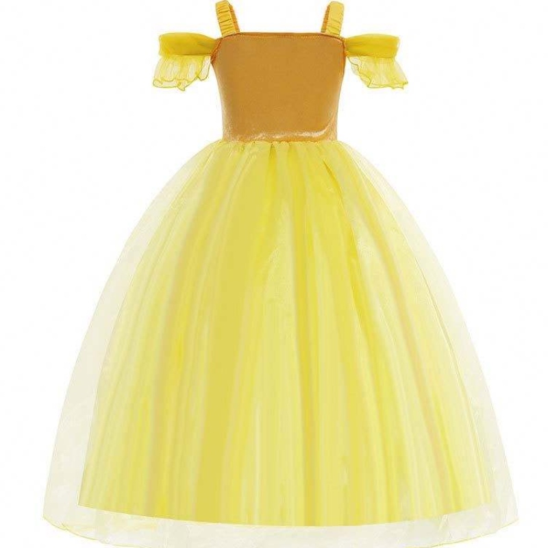 Costume de cosplay de fête d'anniversaire d'Halloween pour enfants princesse Belle Bloom de salle de bal HCBL-006