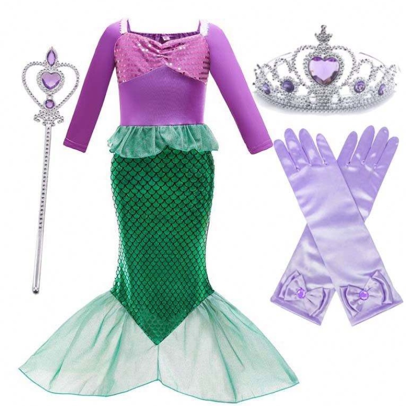 Halloween Birthday Party Costumes de Noël avec accessoires Little Girls Sirène Carnaval Costume fournit HCMM-005