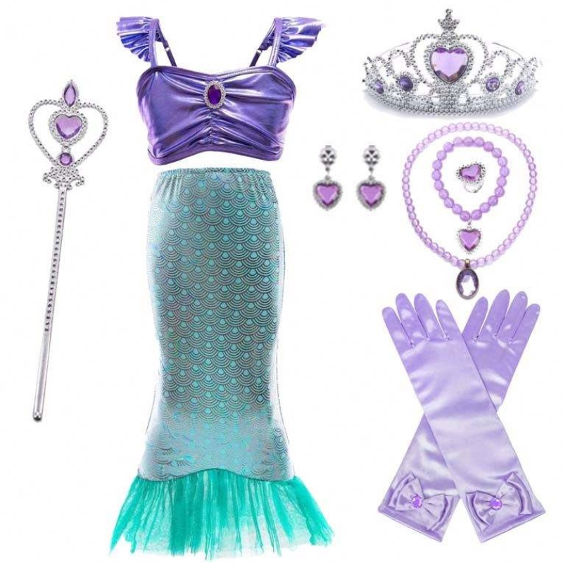 2022 Prix de gros Princesse Habille de petites filles sirène sirène Longue robe Girls HCMM-007