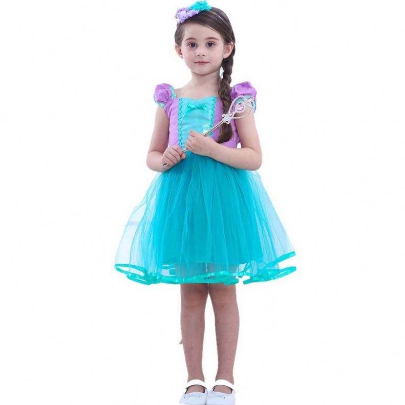 Little Angel Sirène Alice Child Princess Fluffy Blue Tutu Mermaid Robe pour bébé HCMM-008