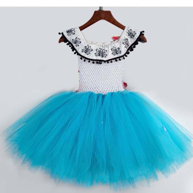 Halloween Clothes Kids Crochet Tulle Fluffy Flower Encanto Mirabel Tutu Robe HCIS-015