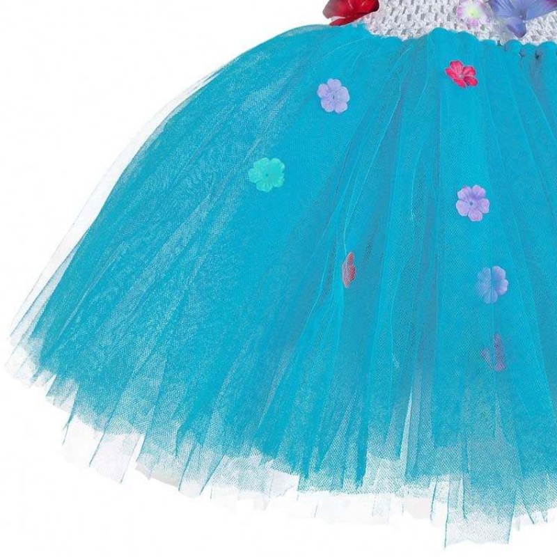 Halloween Clothes Kids Crochet Tulle Fluffy Flower Encanto Mirabel Tutu Robe HCIS-015