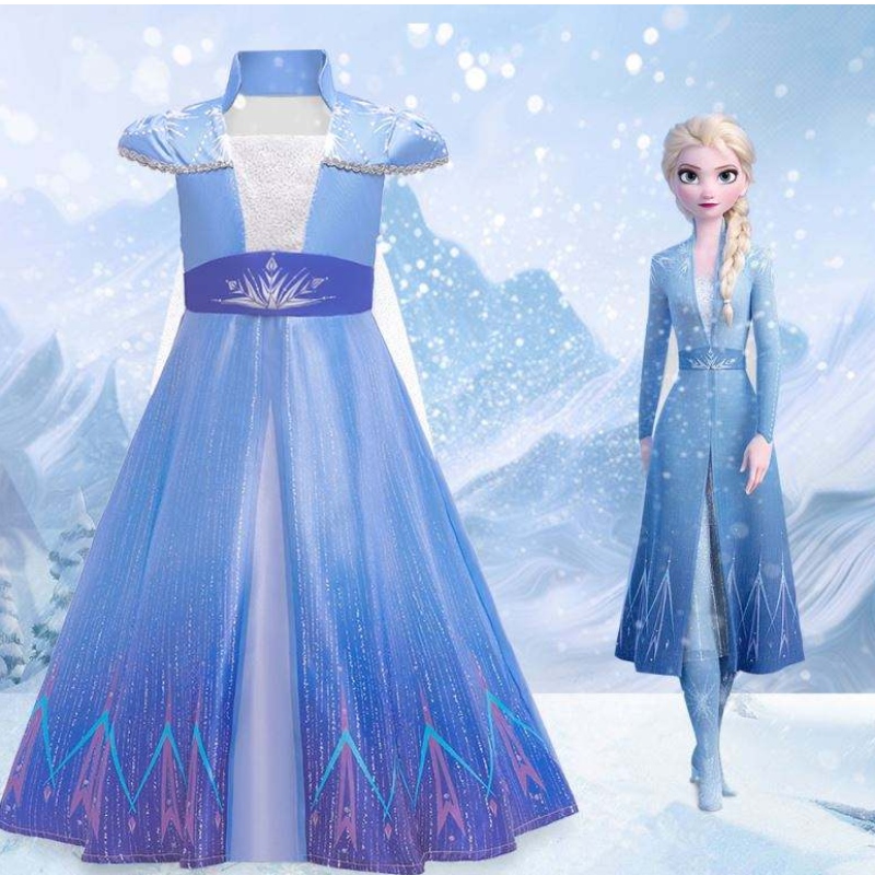 Nouvelle elsa robes à manches courtes manteau manteau halloween fée princesse enfant costume cosplay