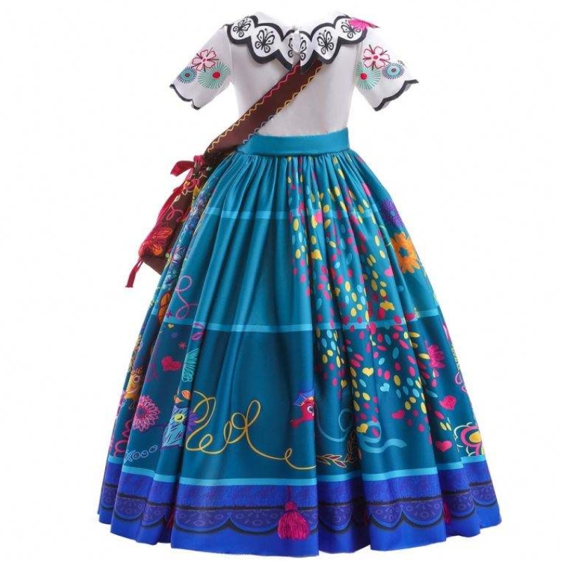 2022 Vente chaude Girls Encanto Movie Dress Up Mirabel Costume Baby Kids Summer Long Robe avec sac