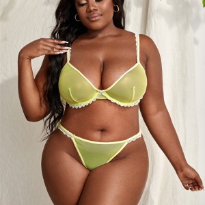 Contrast Mini Lace Trim sous Lange Mesh Lingerie