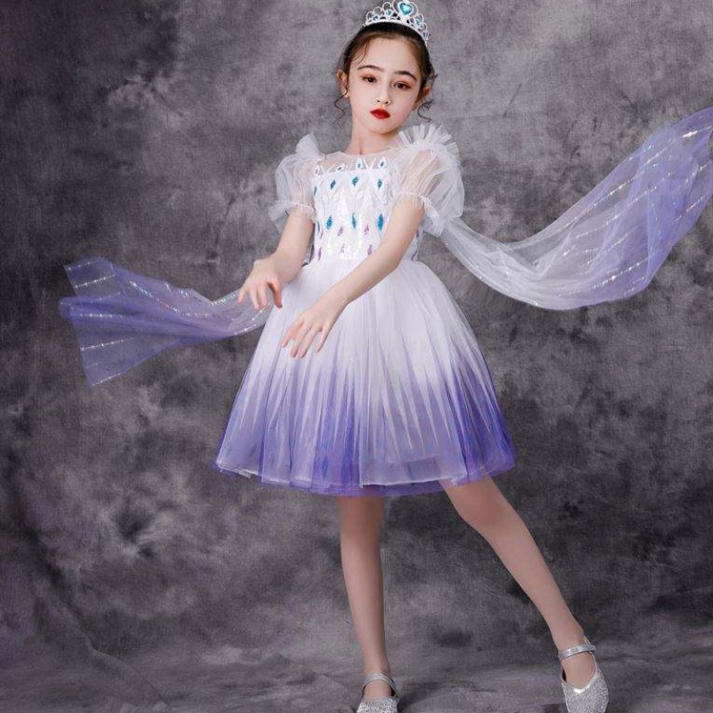 Dernières filles Princesse Elsa Costume Enfants Blanc Long Lace Lace Baby Party Wear robes BX1682