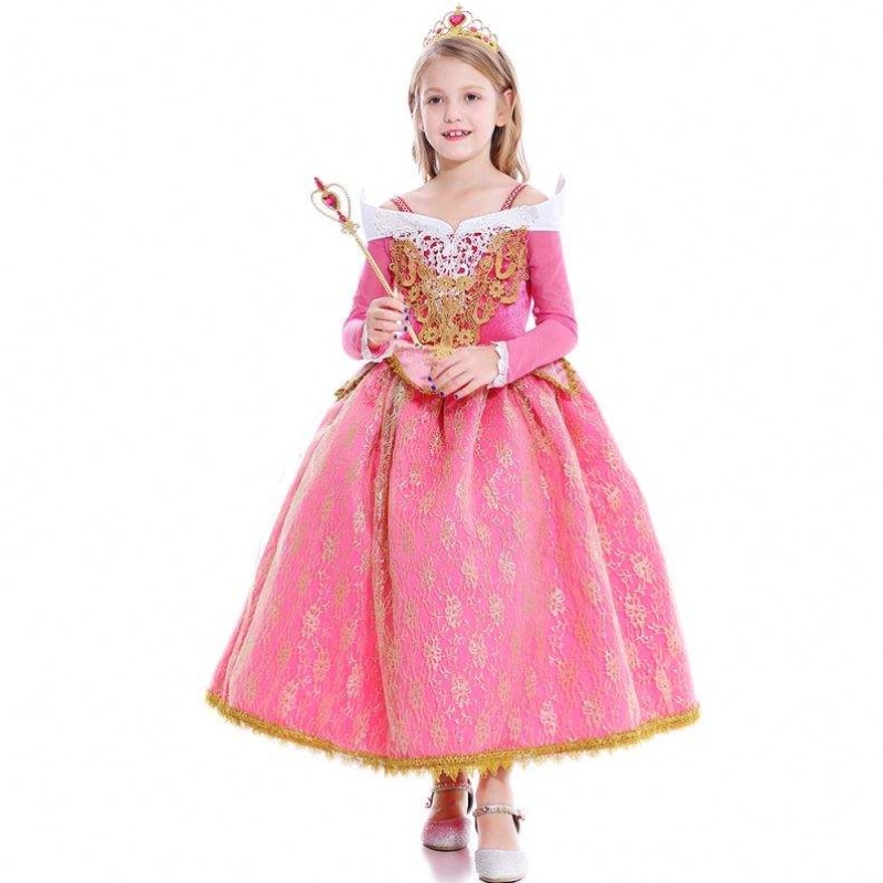 Girls Hobe Sleeping Beauty Princess Aurora Lace Dress Cosplay Performance Costume D0701 SMR026