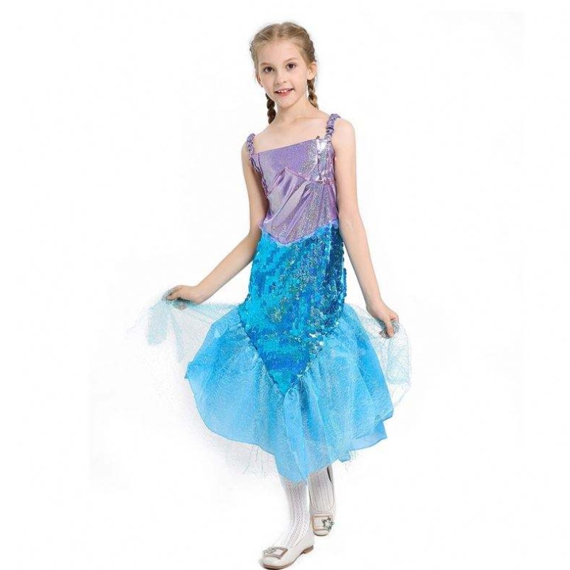 Filles petites sirène ariel princesse robe cosplay costumes for kids baby girl sirmaid robe up sets enfants halloween vêtements